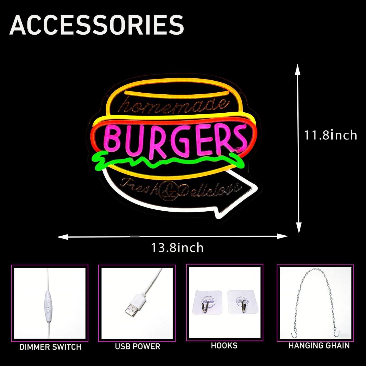 Homemade Burgers Neon Sign USB - Homemade Food Snacks review and price