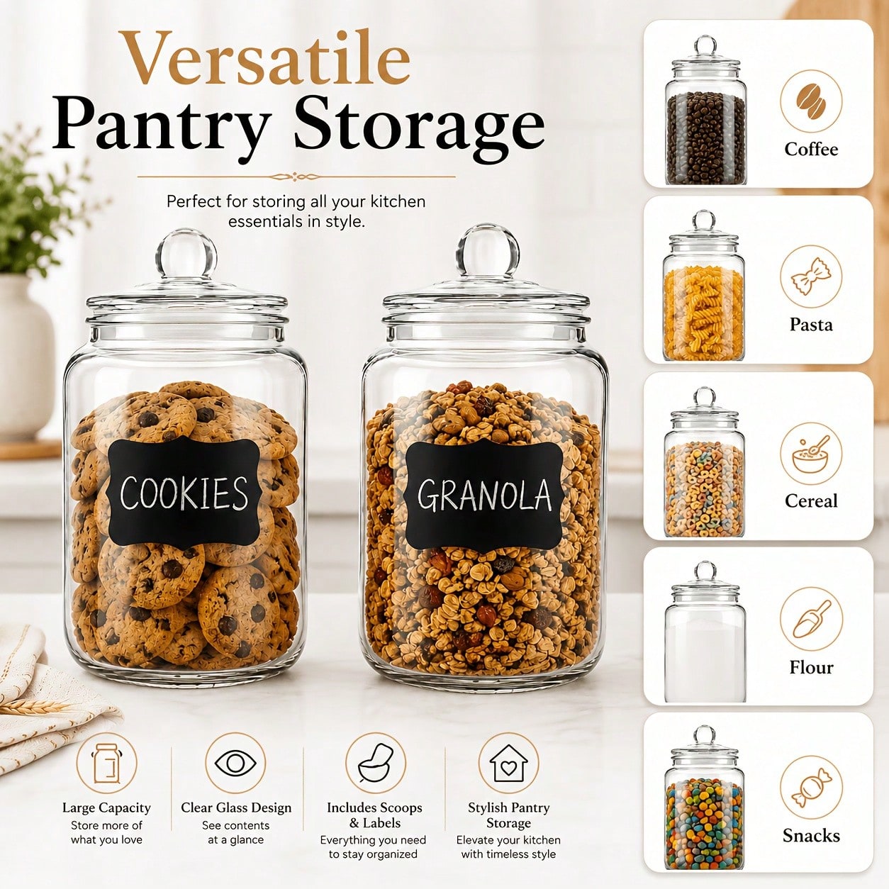 2-Piece Set Of Glass Storage J - Food Snacks Label review and price