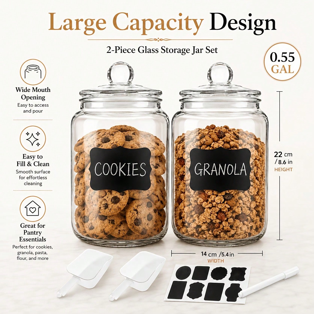 2-Piece Set Of Glass Storage J - Food Snacks Label review and price